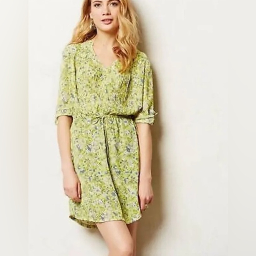 Maeve Anthropologie Ray of Sunshine pleated floral print dress size S